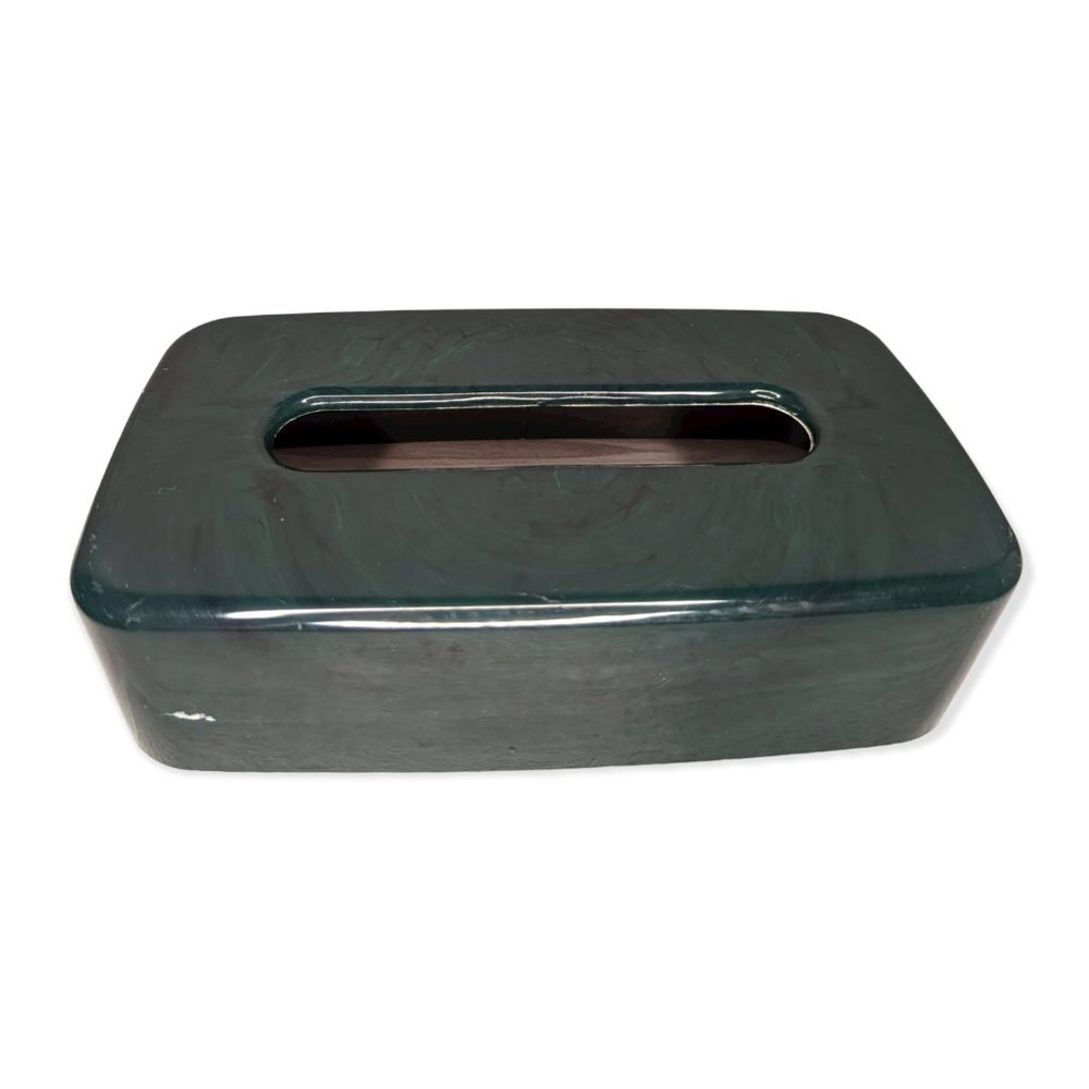 Vintage Hygiene Industries Green/Black Faux Marble Plastic Tissue Cover